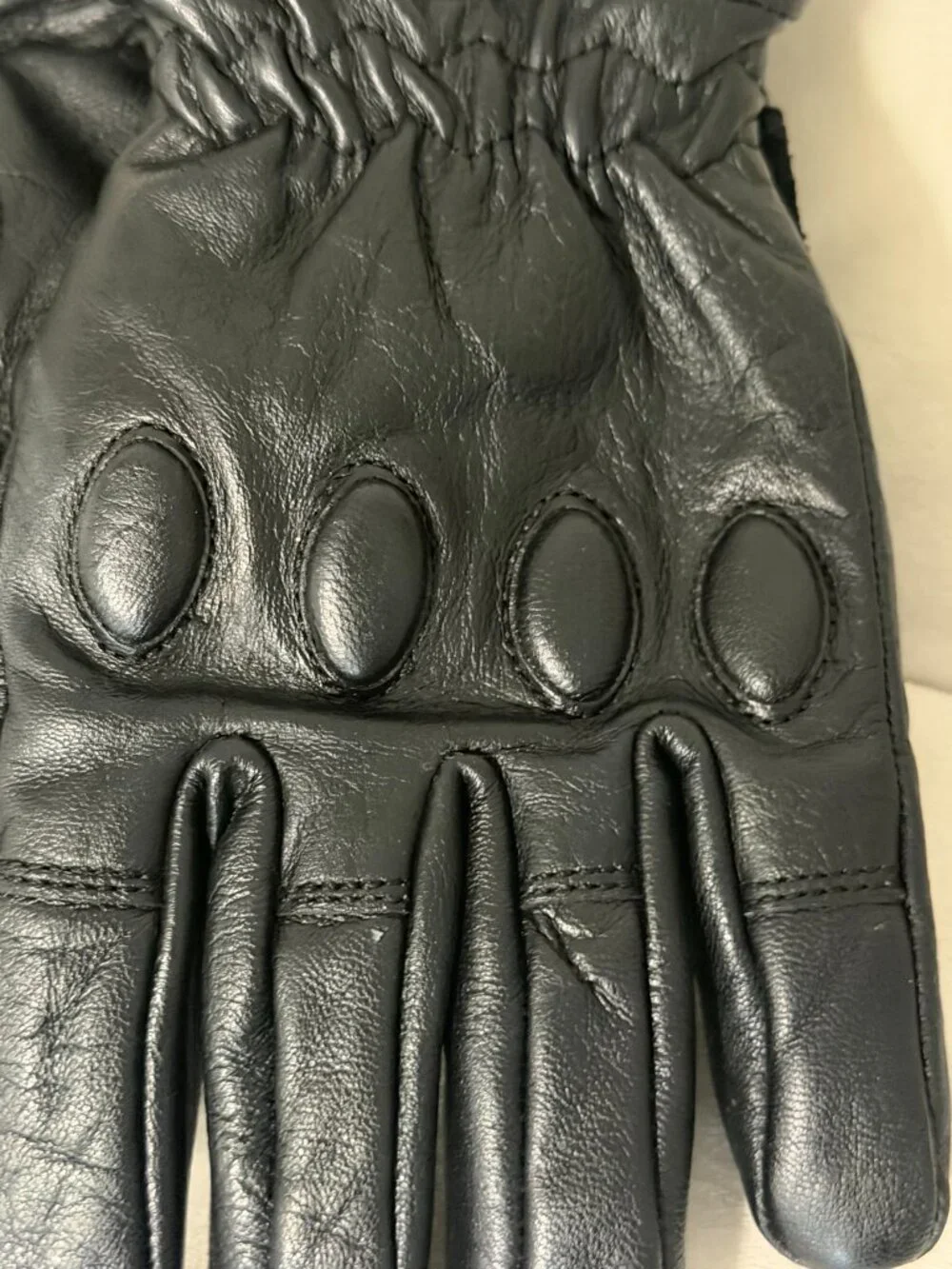 Black Leather Motorcycle Gloves (Size XS)